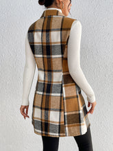 Honey Plaid Lapel Collar Vest OutfitFlow